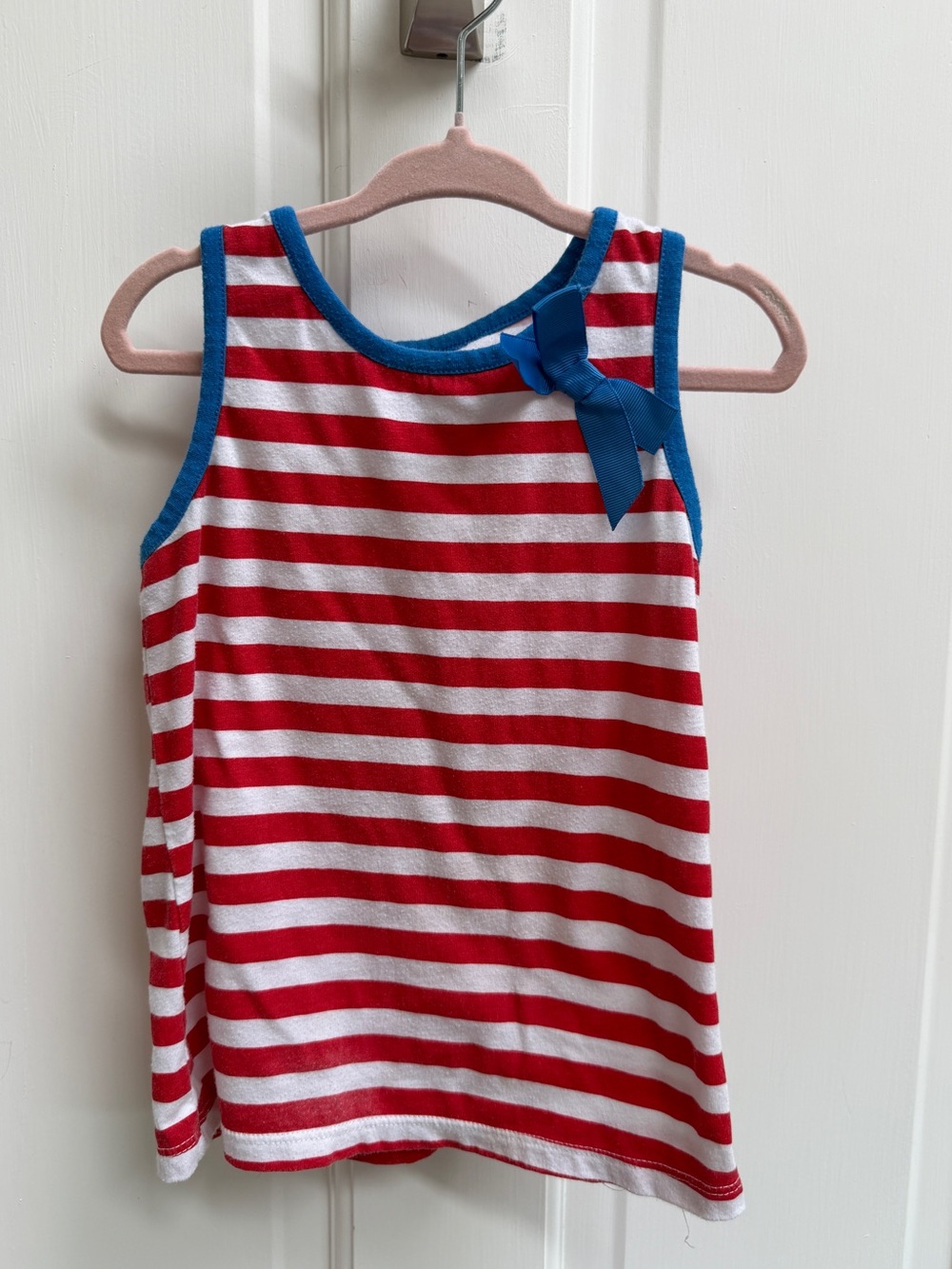 Epic Threads Girls 5 Red & White Striped Tank Blue 4th of July Patriotic Shirt